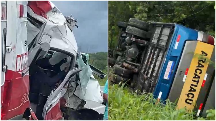 Mãe e filha morrem acidente envolvendo ambulância e micro-ônibus no Ceará