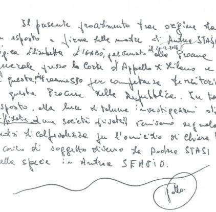 Il misterioso appunto scritto a mano