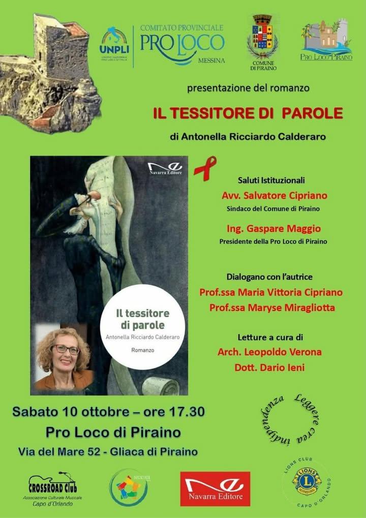 👉🏻 PATTO Per la lettura Comune di Piraino - Pro loco Piraino 📖 Presentazione del romanzo “IL TESSITORE DI PAROLE” di...