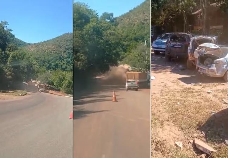 Caminhão desce ribanceira de serra em Taquaruçu; VÍDEO