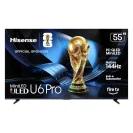 hisense 55-inch u6 pro mini led qled 4k fire tv against a white background