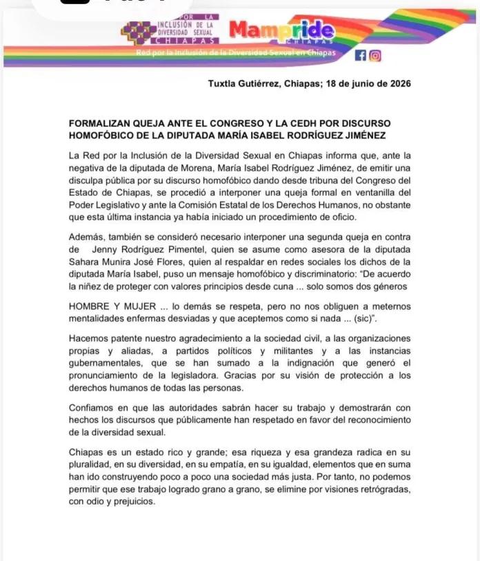 Quejan ante CEDH a diputada por discurso en tribuna