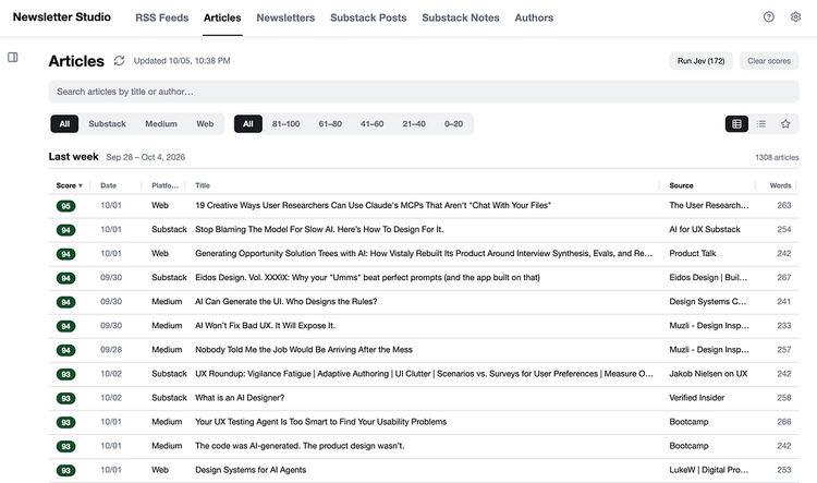 I’m using Jev to power by newsletter scoring. It’s cost me all of 35 cents for over 5000 articles.