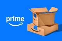 amazon prime boxes and logo on blue background