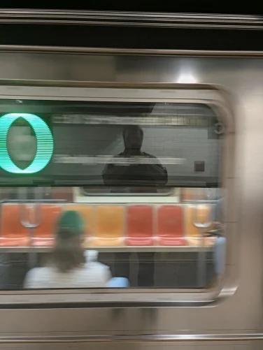 Train passing by with me in the window