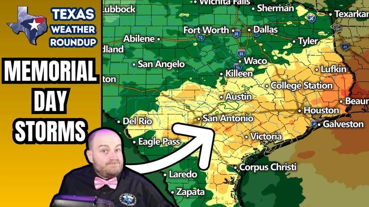 Texas Memorial Day Weekend Storms Bring Hail Risk Today and Flooding Concerns Saturday