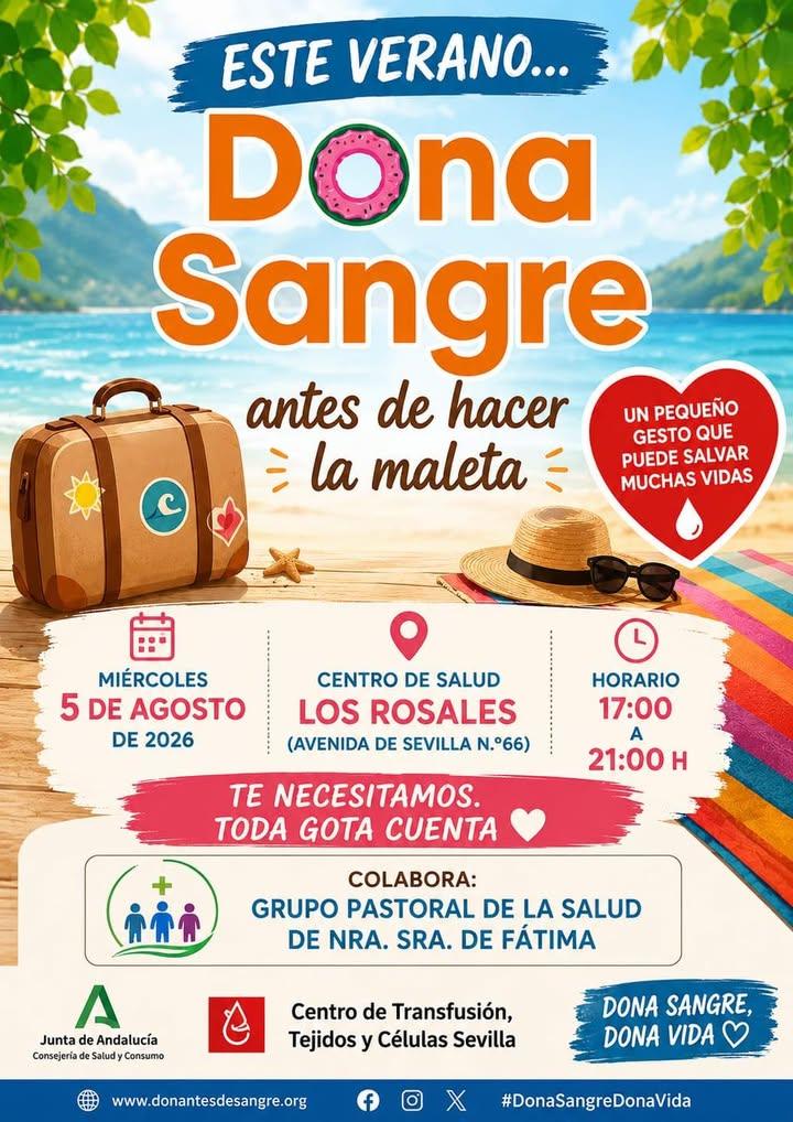 CAMPAÑA DE DONACIÓN DE SANGRE EN LOS ROSALES Hoy habrá una campaña de donación en centro de salud de Los Rosales (Avda....