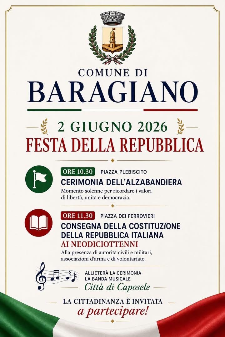 🇮🇹 L' Amministrazione Comunale di Baragiano celebra la Festa della Repubblica con una giornata dedicata ai valori di l...