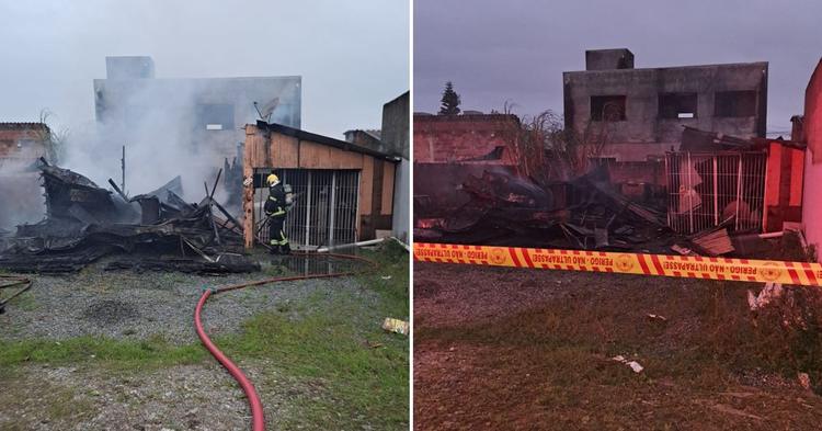 Casa de madeira é destruída por incêndio no bairro Morretes, em Itapema&nbsp;