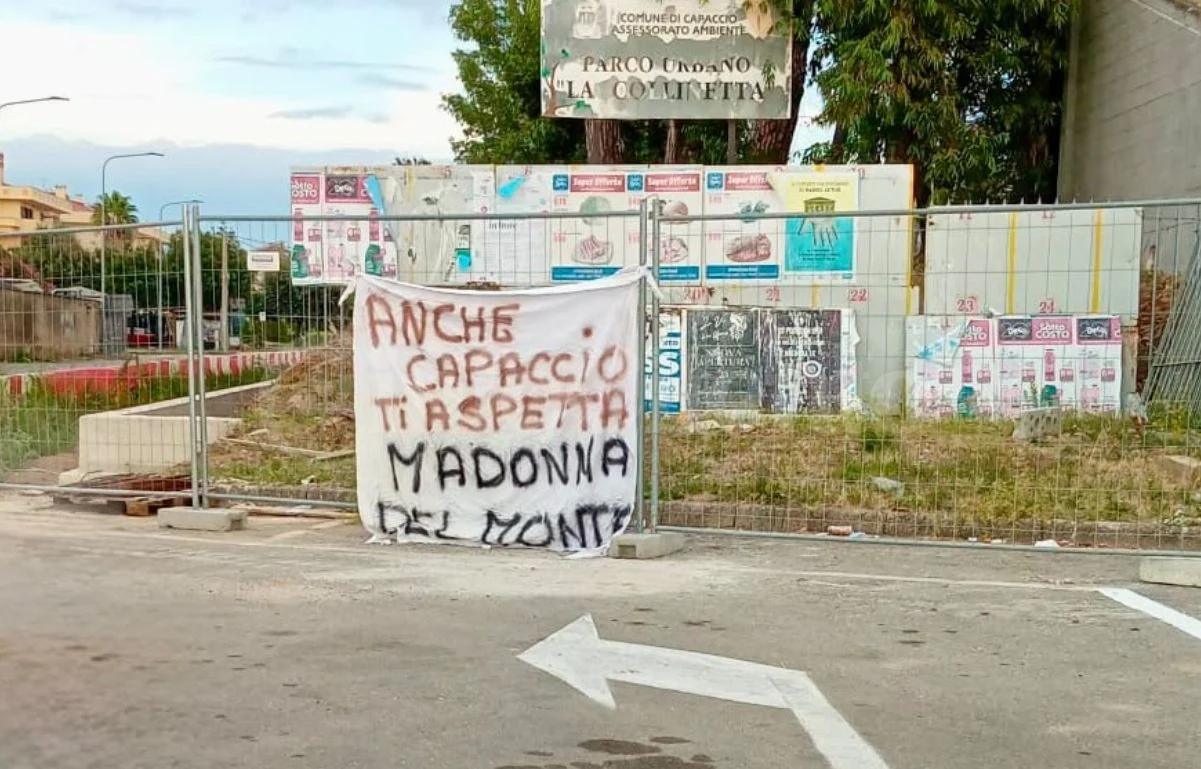 Striscioni per la Madonna del Sacro Monte: dopo Novi Velia e Agropoli, il messaggio arriva a Capaccio Paestum