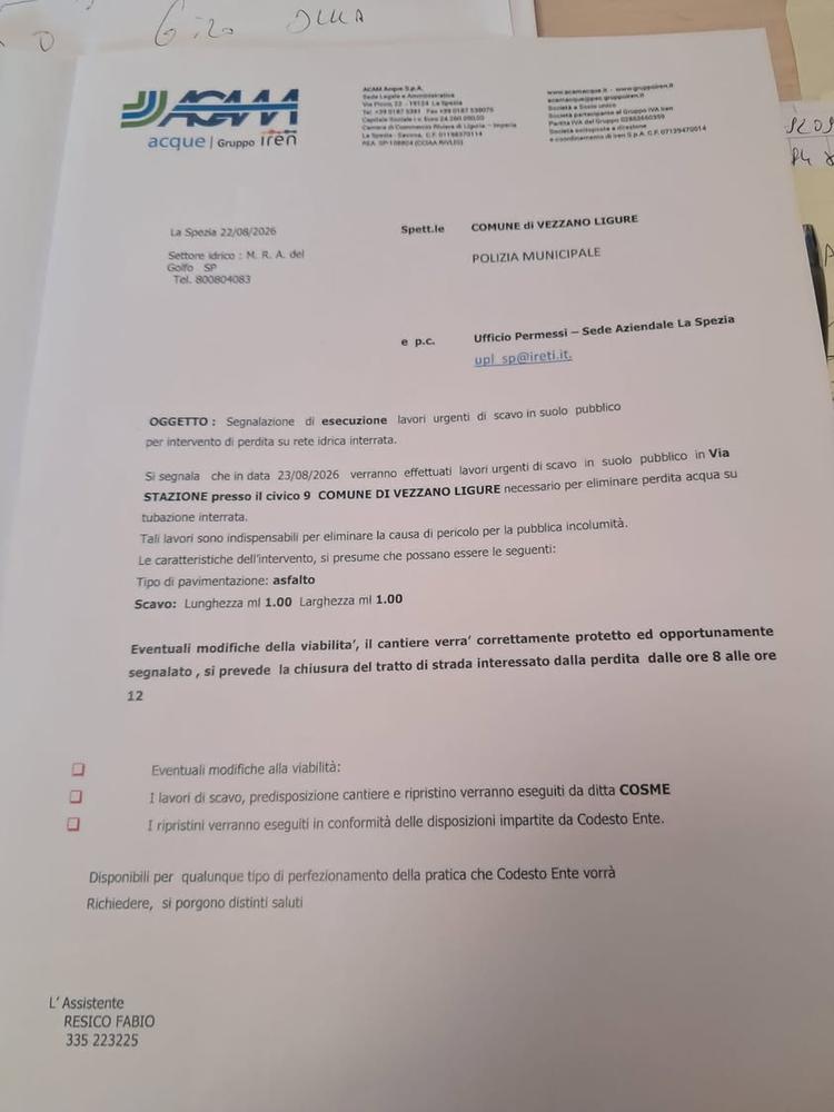 Domattina domenica 23 agosto chiusa la strada di via Stazione dalle  ore 8 alle ore 12 fatto salvo mezzi di emergenza x...