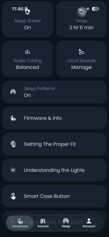 main screen of ozlo app