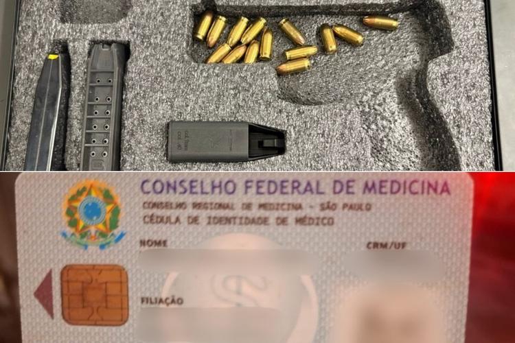 Médico é preso com arma ilegal após acusação de enforcar e ameaçar companheira de morte no litoral de SP