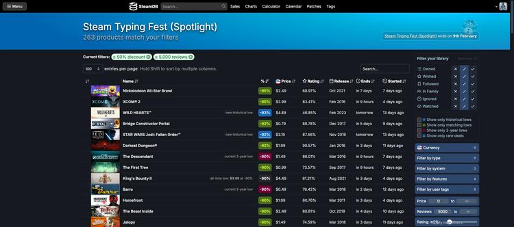 SteamDB | الكنز السري لكل لاعب على Steam | اكتشف الأسعار الحقيقية، العروض المخفية، وإحصائيات الألعاب لحظة بلحظة