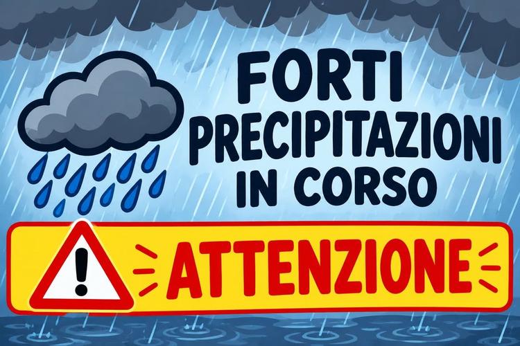 ⚠️🌧⛈️ FARE ATTENZIONE! Sono in corso forti precipitazioni.  Si raccomanda di usare prudenza. Stare lontano dai corsi d'...