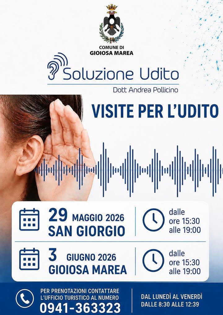 👂 Visite per l’udito – Servizio per i cittadini Il Comune di Gioiosa Marea, in collaborazione con Soluzione Udito