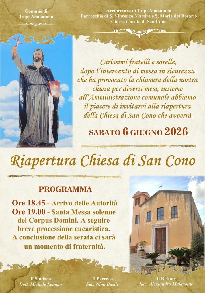 💒 Riapre la Chiesa di San Cono 💒 ❤️Una gioia per tutta la comunità❤️ 6️⃣ Domani, sabato 6 giugno, vivremo insieme un m...