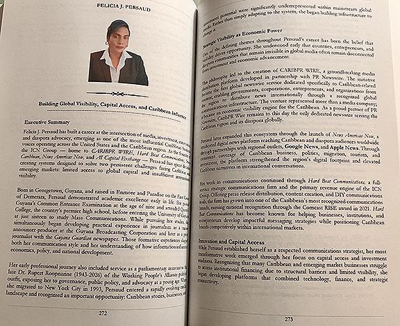News Americas Now and ICN founder Felicia J. Persaud is among 127 women profiled in a new book celebrating notable Guyanese women business leaders and entrepreneurs.