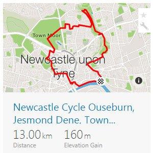 Route Overview of the Jesmond, Ouseburn & Town Moor Circular Cycle