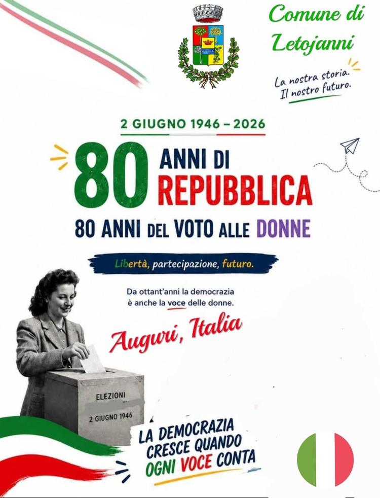 🇮🇹AUGURI, ITALIA! BUONA FESTA DELLA REPUBBLICA  2 giugno 1946 – 2 giugno 2026: ottant'anni di Repubblica, ottant'anni...