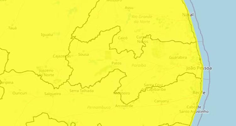 Inmet emite alerta de vendaval para todas as cidades da Paraíba