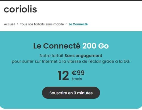 🔖 Coriolis Telecom, forfait 5G illimité/200Go à 13€/mois
