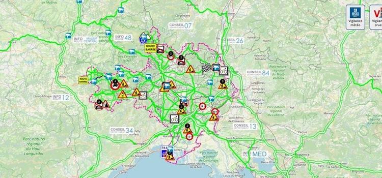 La carte des ponts submersibles et des routes fermés dans le Gard