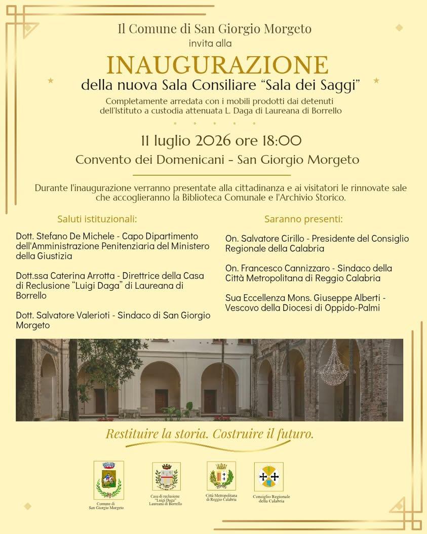 Sabato 11 luglio verrà inaugurata, alla presenza delle più alte cariche istituzionali e politiche regionali e nazionali,...