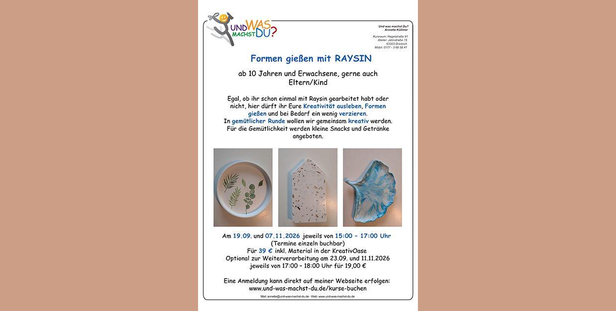 Formen gießen mit Raysin