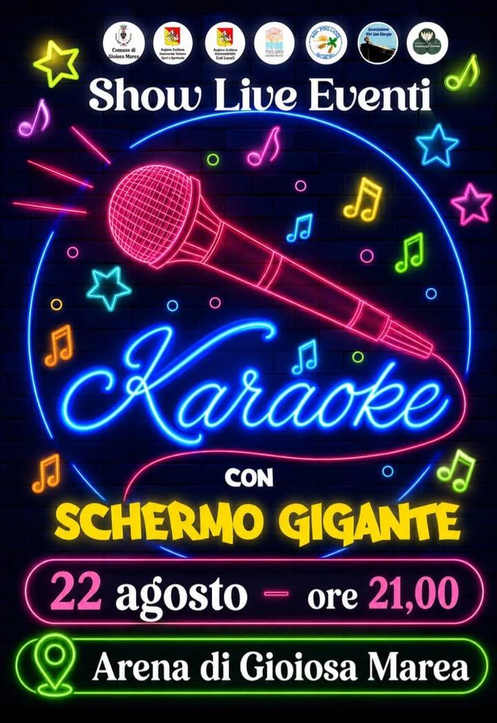 🎤✨ SHOW LIVE EVENTI – KARAOKE! ✨🎤 Una serata tutta da cantare, divertirsi e stare insieme! 🎶💃🕺 📅 22 agosto... 🕘 O...