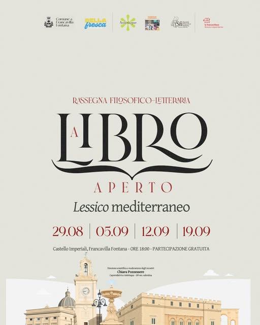 📚 FrancavillaLetteraria 2026 – A libro aperto arriva nell’Atrio del Castello Imperiali. Quattro appuntamenti dedicati a...