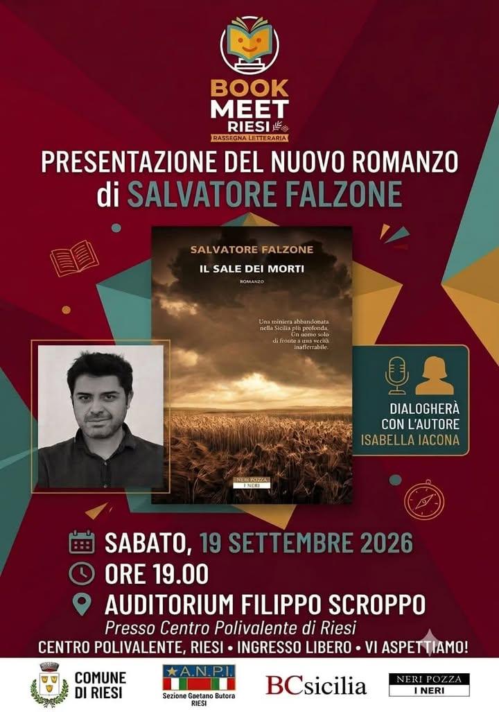 BOOKMEET RIESI  RASSEGNA LETTERARIA  PRESENTAZIONE DEL NUOVO ROMANZO  di SALVATORE FALZONE